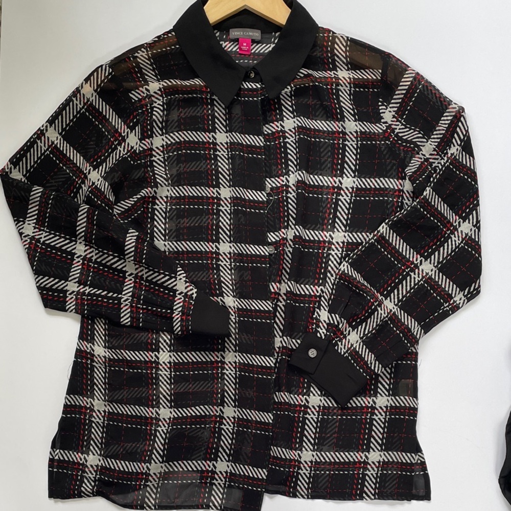 Vince Camuto Black and White Plaid Jacket